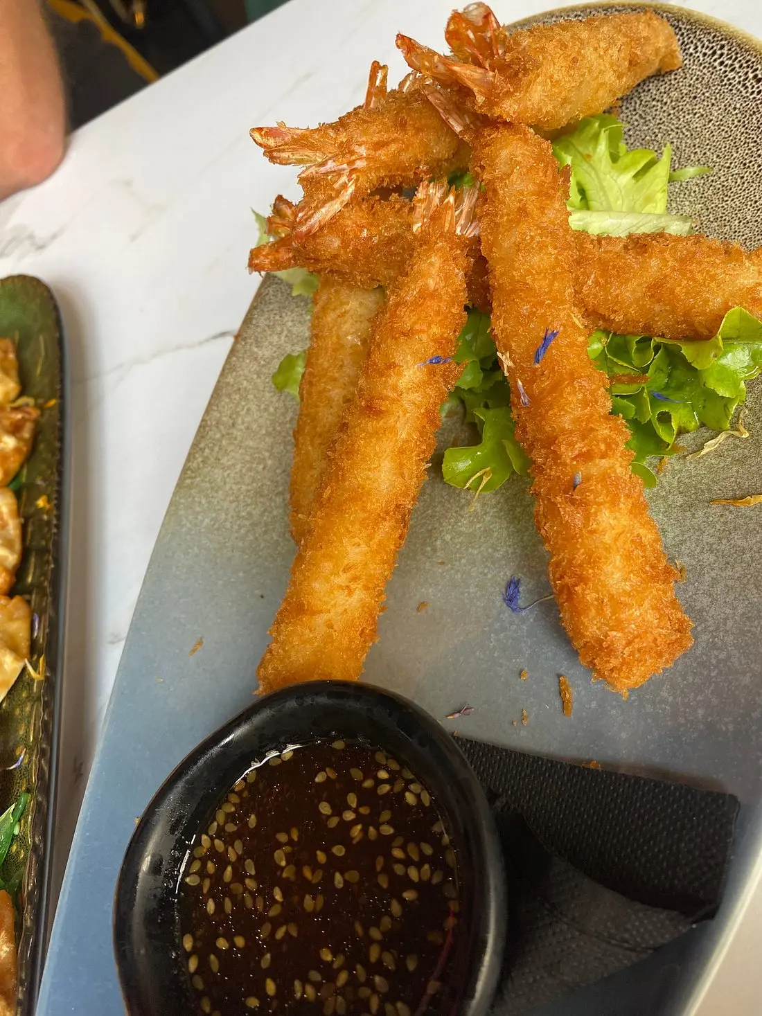 Langostinos en tempura